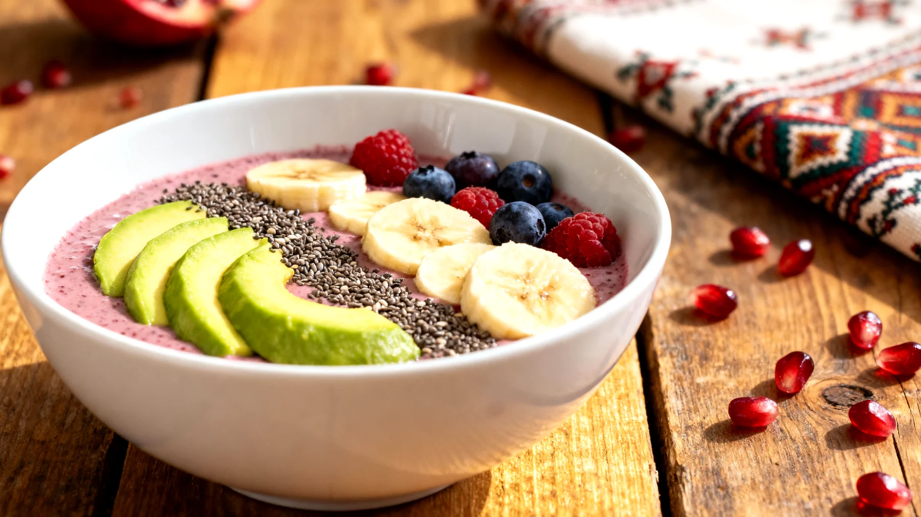 Avokado ve Chia Tohumlu Smoothie Bowl"