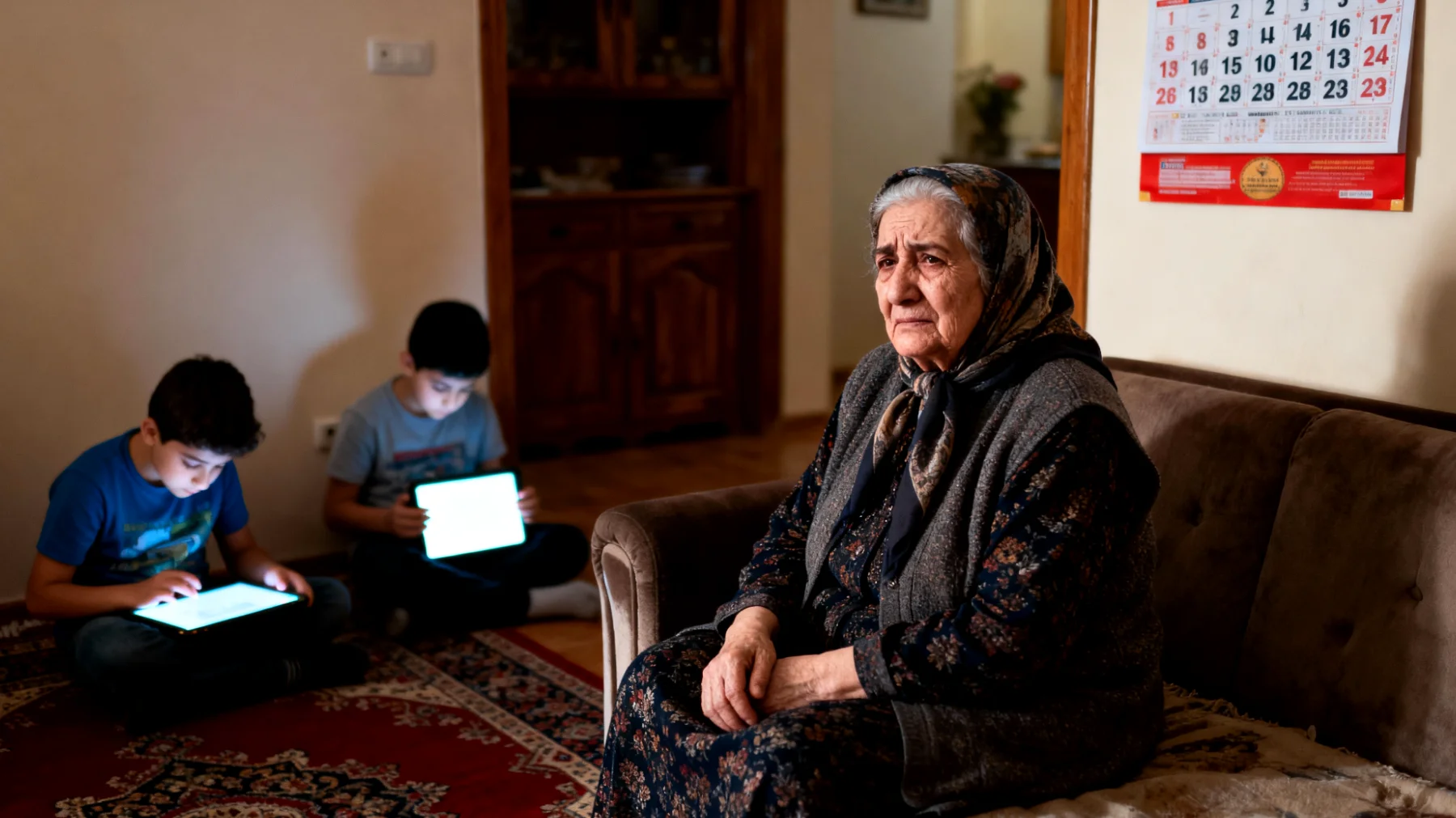 Büyükanne, torunlarının sürekli tablet ve video oyunlarıyla vakit geçirmesinden endişeli. Onlarla oyun oynamak veya hikaye okumak istediğinde, çocuklar ekrandan ayrılmak istemiyor ve bu durum büyükanneyi üzüyor."