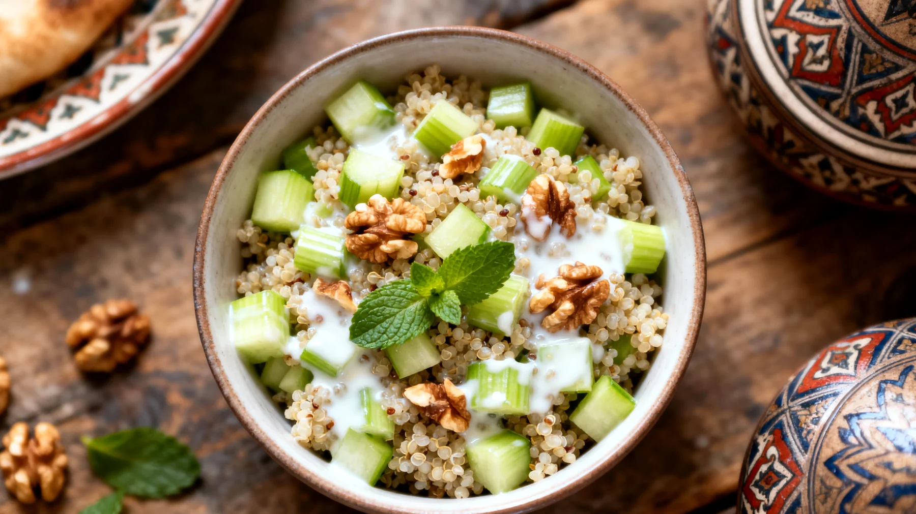 Kefirli Kinoa Salatası (Kereviz, Ceviz ve Nane ile)"