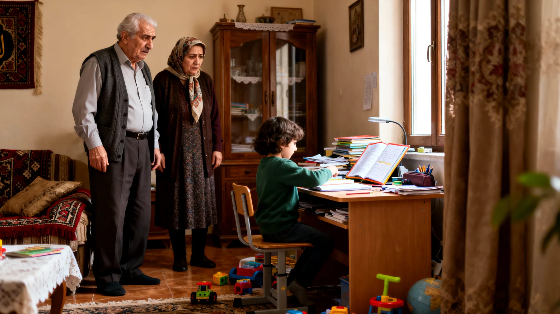 Büyükanne ve büyükbaba, küçük torunlarının okul ödevlerine karşı ilgisizlik göstermesi ve ders çalışmayı reddetmesiyle başa çıkmakta zorlanıyor. Torunlar kolayca dikkati dağılıyor ve öğrenme aktivitelerine katılmak istemiyor."