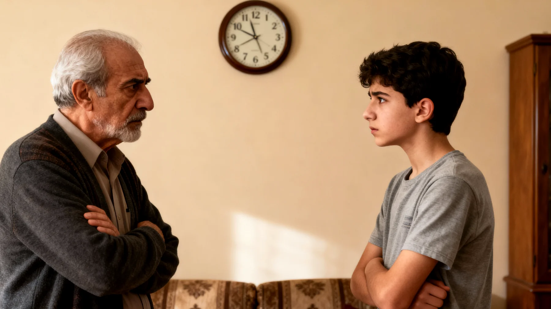 Büyükbaba, ergen torunuyla kurallar ve sınırlar konusunda sürekli çatışma yaşıyor. Torun eve geç saatlerde gelmek istiyor, büyükbaba ise geleneksel değerleri korumaya çalışıyor ve net sınırlar koyduğunda torunuyla ilişkisi geriliyor."