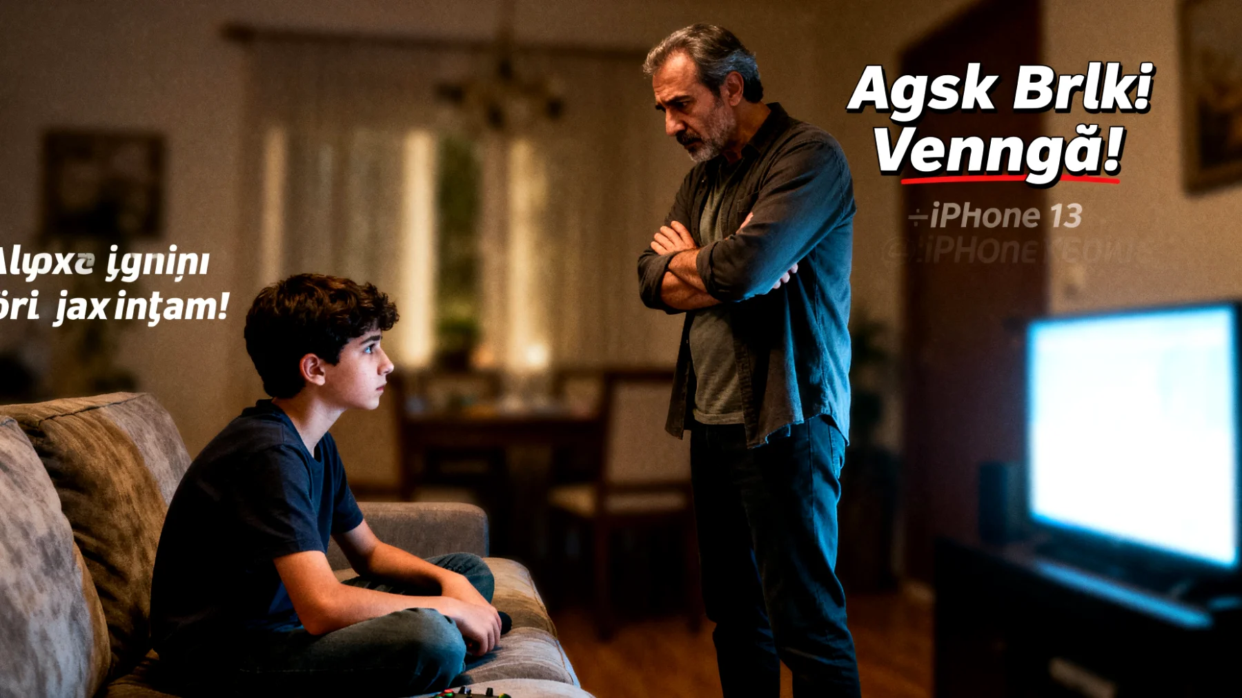 Baba, ergen çocuğunun akıllı telefon, video oyunları ve TV karşısında geçirdiği aşırı zamanı sınırlamakta zorlanıyor ve bu durum ev içinde sürekli tartışmalara yol açıyor."